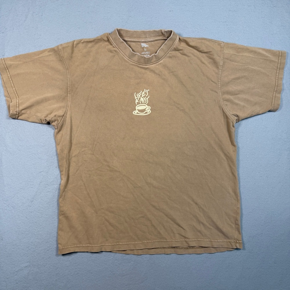 Proclamation Coalition Mens Lifes A Mist Graphic T-Shirt L Tan Cotton Coffee